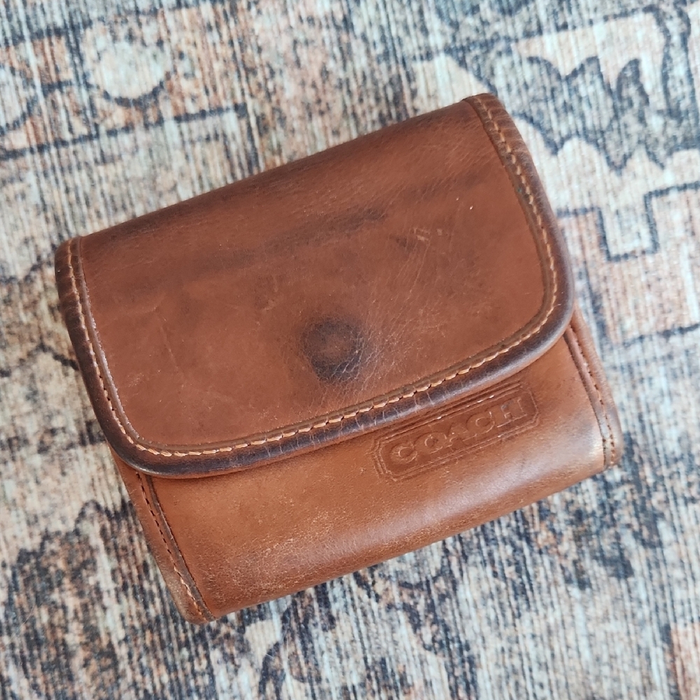 Coach Tan Leather Compact Wallet